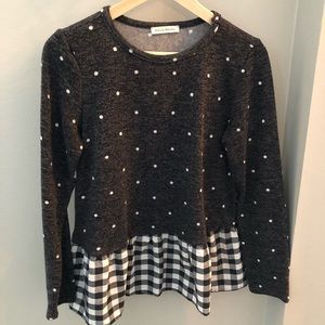 Stevie Hender Polka Dot and Plaid Sweater